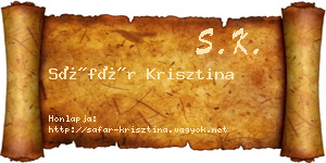 Sáfár Krisztina névjegykártya
