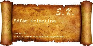 Sáfár Krisztina névjegykártya